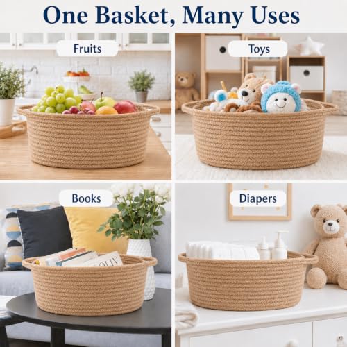 Image of Empty Gift Basket with Gift Bag & Ribbon, Woven Rope Basket, 12x8x5 inch