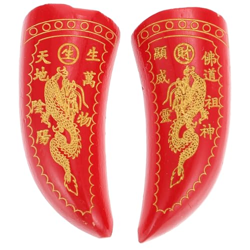 LOORGVEL Coupes Sacrées De Divination Yin Yang En Bois 2,5 Pouces Sculptées à La Main Motifs Dragons Outil Taoïste Transportable Pour Rituel Spirituel 2 Pièces