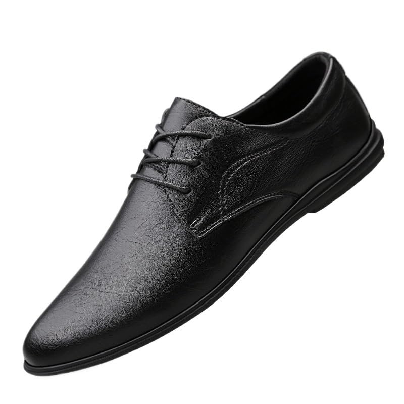 Men's Dress Oxford Shoes PU Leather Lace Up Round Toe Non Slip Block Heel Low Top Party Wedding Prom Anti Slip Formal Shoes