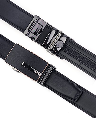 NYFASHION101 Men's Genuine Leather Ratchet Dress Belt with Automatic Buckle3