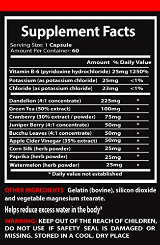Gas Relief - Water Away Diuretic Pills - Green Tea Extract - 1 Bottle 60 Capsules - Image 3