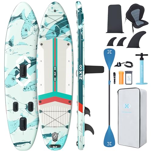 ZLX 350cm Extra Groß Stand Up Paddle Board mit Sitz Große Tragfähigkeit 550LB Inflatable SUP Board für Erwachsene Anfäng...