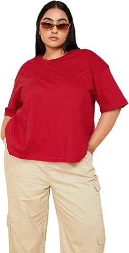 Max Plus Size Women Solid T-Shirt