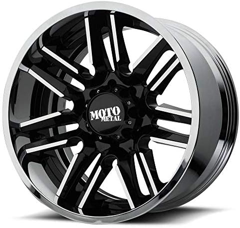 MOTO METAL MO202 Gloss Black Machined Center Chrome Lip Wheel Chromium (hexavalent compounds) (20 x 12. inches /8 x 125 mm, -44 mm Offset)