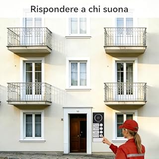 Honmidatek Citofono Bifamiliare, video Citofoni Wi-Fi con monitor Schermi da 7", Campanello con Telecamera per Visione Notturna, Rilevamento Persone, Sblocco Tramite App/RFID badge, Per 4 Famiglie