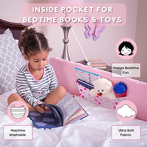 Beautiful Bed Rail For Toddlers (Mom's Choice Award Winner) - With Decorative Cover And Inside Pocket - Toddler Bed Rail Guard For Children Kids, Fits Twin, Full, Queen And King - Extra Long 54" Pink #TOP2