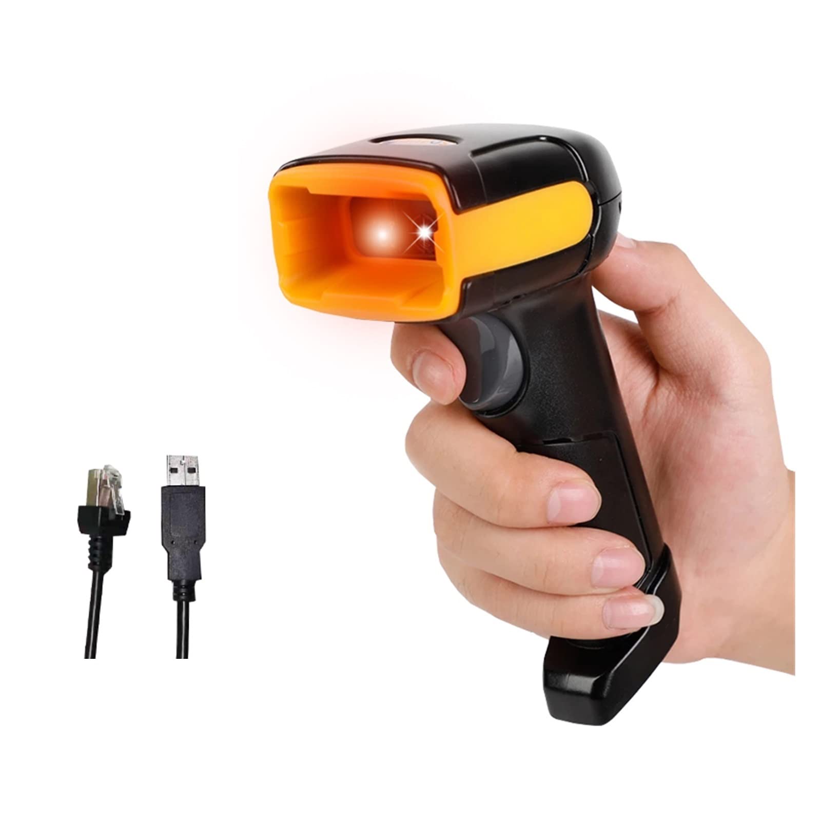 Escáneres de código de barras, Escáner de código de barras 2D Escáner de código de barras de mano con cable Lector de código QR 1D/2D USB portátil con cable para terminal POS de inventario, escaneo