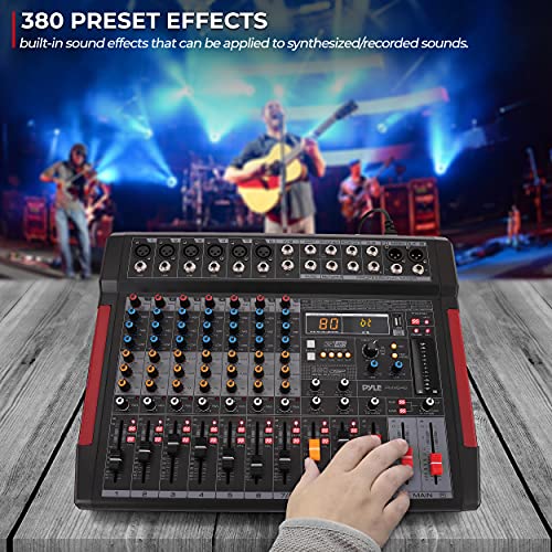 Pyle Professional Dj Audio Mixer Controller - 8-Channel Dj Controller Sound Mixer W/ Dsp 380 Preset Effects, Recording, Usb, 6 Xlr Mic/Line Input, Aux, Fx Processor Mp3 Player, Headphone Jack Pmx648 #TOP3