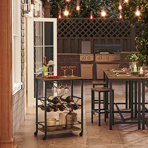 Hoobro Bar Cart For The Home, Serving Cart With Wine Glass Hooks, Rolling Kitchen Cart With Lockable Wheels, For Kitchen, Dining Room, Living Room Bg02Tc01-Bf85Tc01 #TOP2