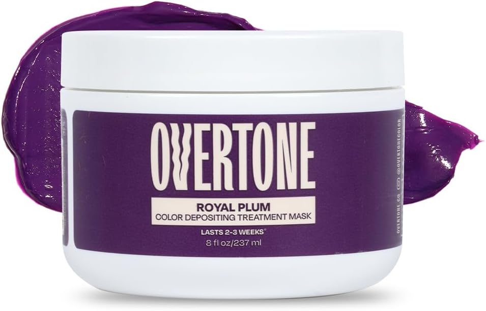 Overtone Color Depositing Semi-Permanent Hair Dye Conditioner - 8 oz For Natural & Color-Treated Hair, Moisturizing Shea Butter & Coconut Oil - Vegan & Cruelty-Free, Purple For Brown is now Royal Plum