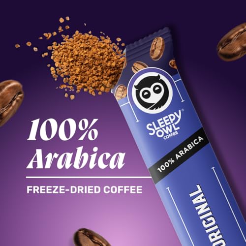 Image of Sleepy Owl Original Freeze Dried Coffee Sachets | 20g - Pack of 30 x 2g Instant Coffee Powder Sachets | 100% Arabica Beans | Aromatic Coffee Pouch | Rich & Smooth | Easy to Use & Carry