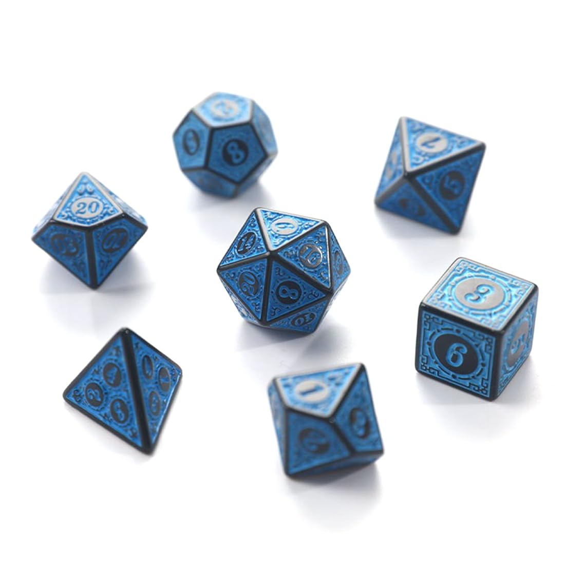 WBZOWRB 7 Piezas Dados De Rol, Dados Dnd, Juego De Dados Poliédricos, Juego De Dados De Calabozos Y Dragones Set De Dados De Juegos De Rol Para Explorador Juego De Rol Rpg (azul)