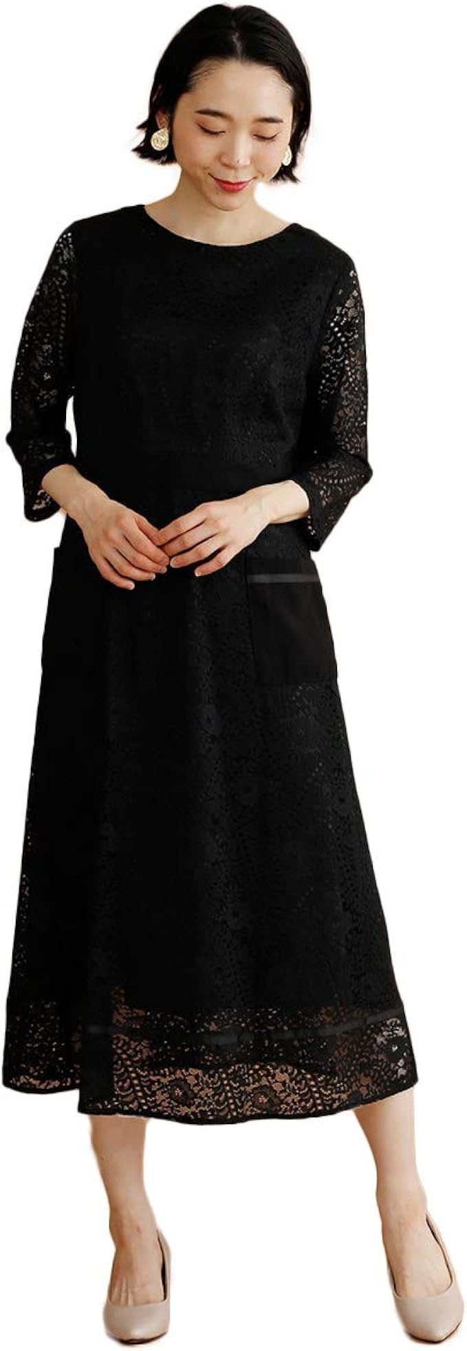 Amazon Co Jp メルロー Merlot Plus レトロチックレースワンピース ブラック 服 ファッション小物