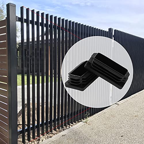 Image of 1 inchX2 inch Rectangle Tubing End Cap Plastic Plugs 12 Pack, 1x2 Inch Tube End Cap 1 inchx2 inch Black Tubing Plug 2 inchx1 inch Fence Post Pipe Cap 2x1 Inch Tubing Insert