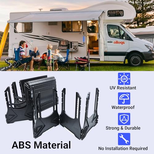 Image of 15FT RV Sewer Hose Support - Adjustable Height Camper Sewer Hose Holder with Quick Setup, Secure Rubber Bands, and Carry Strap for Travel Trailers and Motorhomes, Ensures Fast & Thorough Drainage