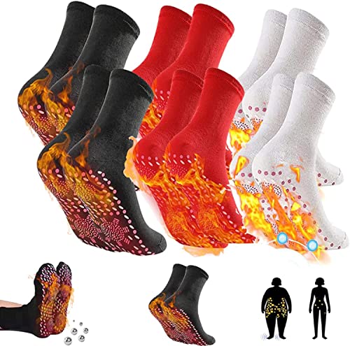 6 Paar AFIZ Tourmaline SLI_mming Health Socke, AFIZ Tourmaline Health Socke, VeinesHeal Hyperthermia Socks, Magnetic Self-Heating Socks (Color : 6Pcs White, Size : One size) Cover