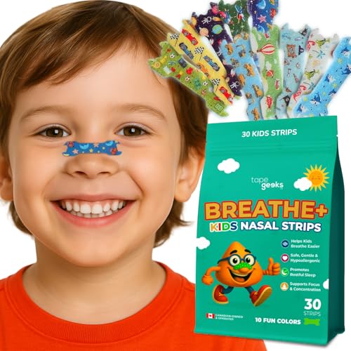TapeGeeks Nasal Strips for Kids Nose Strips for Breathing Nasal Strip for Reducing Snoring Boys and Girls Mix Colors