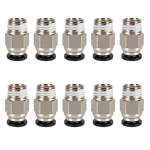 PC4-M10 Stecker, PC4-M10 Connector, PC4-M10 Pneumatischer Anschluss, PC4-M10 Pneumatik Verbinder, Gerader Pneumatischer PC4 M10 Stecker, Schnellverbinder zum Einstecken für 3D-Drucker,10 Stück