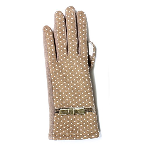 LL Womens Touch Screen Gloves for Smartphone Texting Fleece Lined, Many Styles (Medium/Large-Dot, CamelDot)