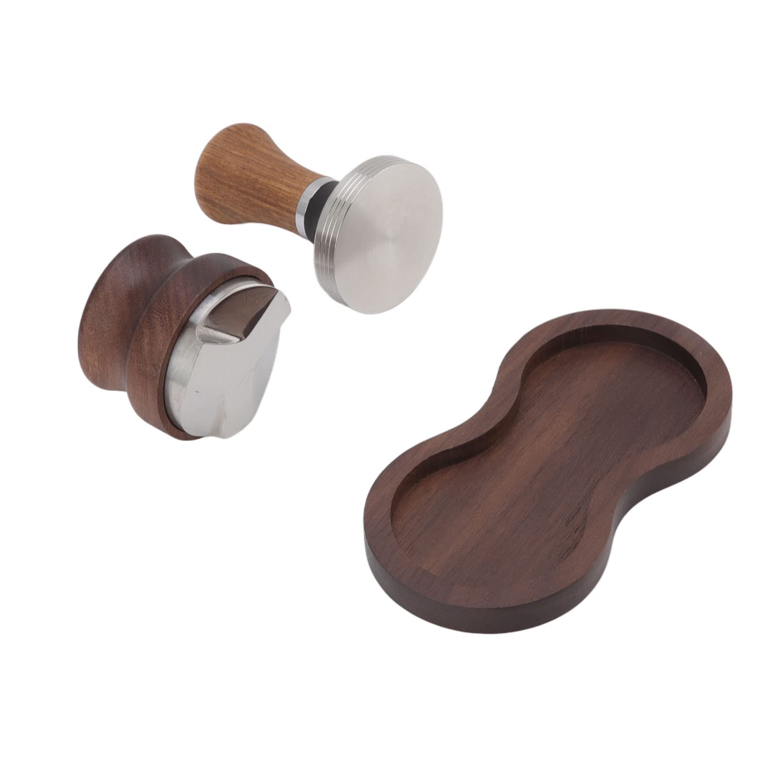 Juego de distribuidor de manipulación de café Kit profesional de manipulación de café en polvo con mango de nogal de acero inoxidable con base universal para cafeterías, cocinas (51 mm/2 pulgadas)