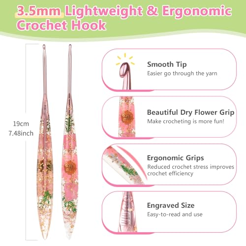 Image of Katech 3.5mm Crochet Hook for Arthritic Hands, Long Aluminum Inline Hooks