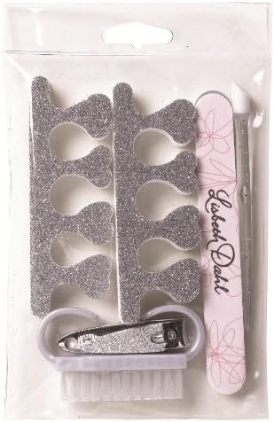 Lisbeth Dahl Silver and Pink Glitter Manicure Travel 7-Piece Set