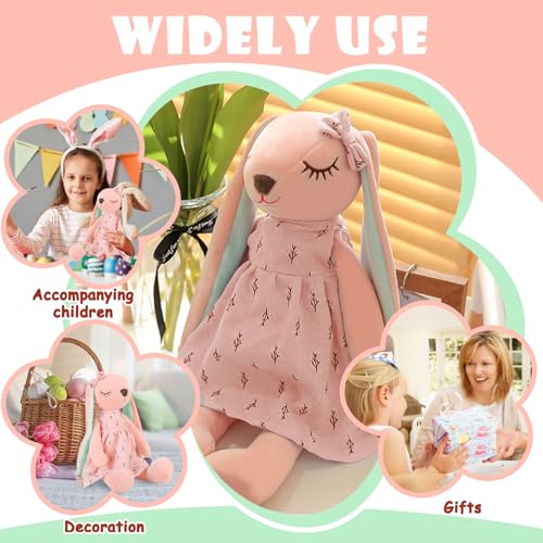 XIMEY Plüschtier Hase Kaninchen mit Schlappohren, 35cm Kuscheltier für Mädchen Babys,Plüschtier Stofftier (Rosa)