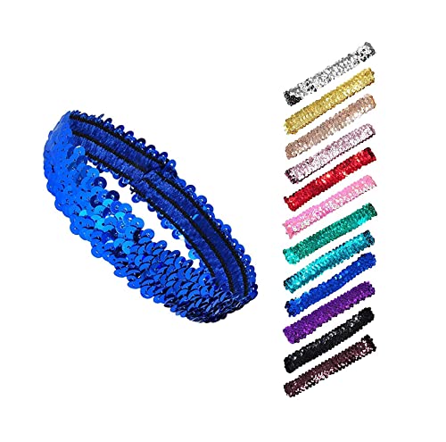 12 Pack Sequin Headbands Elastic Stretch Sparkly Fashion Headband For Teens Girls Women Hairband Sport Head Band Party Favors Muticolored #TOP6