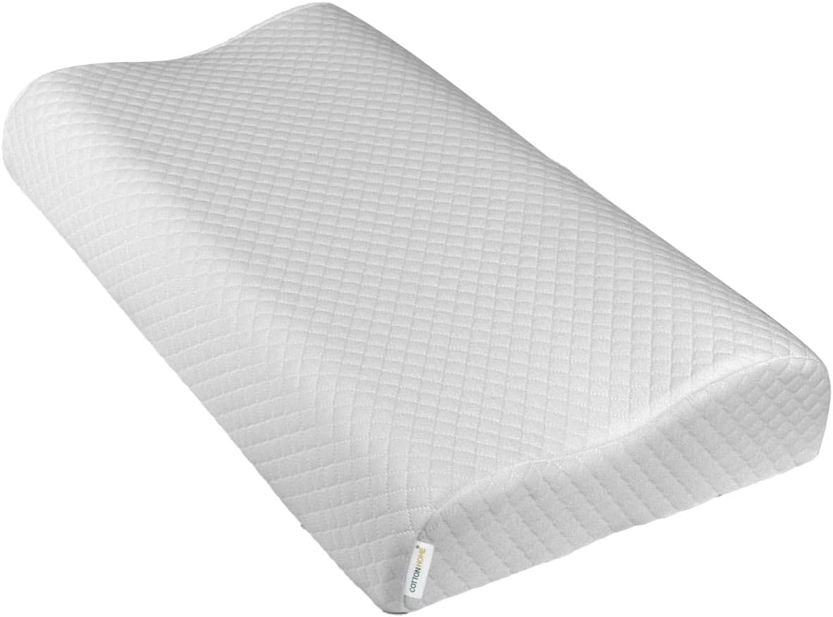 Cotton Home Cervical Support Memory Foam Pillow- White 60x35cm (9-11cm) Orthopaedic Pillow for Neck and Shoulder Pain Relief Bed Pillows for Side Back Stomach Shoulder Sleepers with Washable Cover