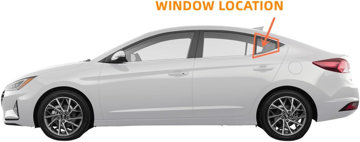 Driver/Left Side Rear Vent Window Glass Replacement For Hyundai Elantra 4 Door Sedan 2017-2020
