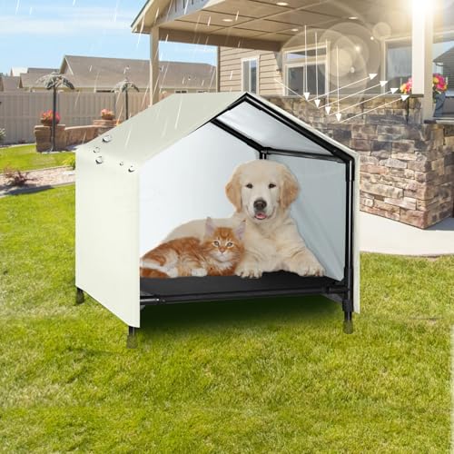 CAREDPETS Indoor Outdoor Dog House | Elevated Dog Bed with Canopy for Small Medium Dogs Cats...