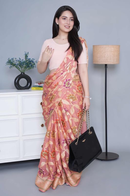 Image of Mlada V-Neck Stretchable Saree Blouse Top for Women | Slim Fit Short Sleeves Solid Cotton Blouses | Readymade Saree Blouses for Women Festive & Ethnic | Blouse Crop Top