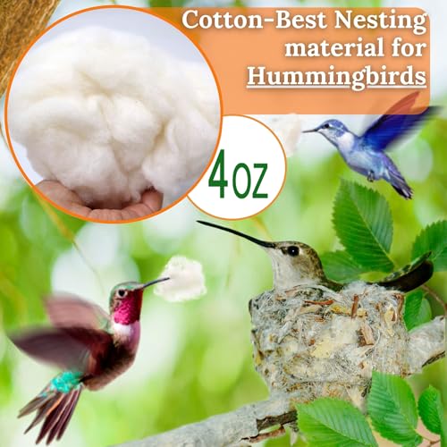 Image of Hummingbird Nesters Bird Nesting Material Holder for Wild Birds Humming Bird House Materials Gifts for Bird Watching Nature Lovers Refillable Outdoor Bird Station (Cotton Nesting Material)