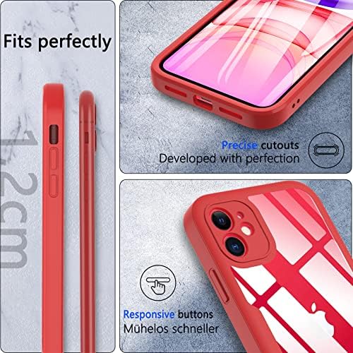 OWKEY for iPhone 11 Case 6.1 inch, 360 Degree Full Body Protective iPhone 11 Cases with Built-in Screen Protector Heavy Duty Protection Shockproof Cover for Women Girls for iPhone 11 (Red)