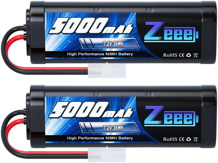 Miniatura 1 de Zeee Batería NiMH de 7.2 V 5000 mAh con enchufe Tamiya de 6 celdas, batería recargable de alta potencia para modelos RC Car Truck Truggy Buggy