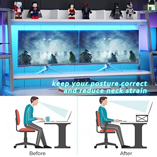 Sedeta White Gaming Desk 78.8'' With Led Lights, Hutch And Storage Shelves, Computer Desk With Monitor Stand, Large Pc Gamer Desk Workstation, Ergonomic Gaming Table For Bedroom, Living Room #TOP6