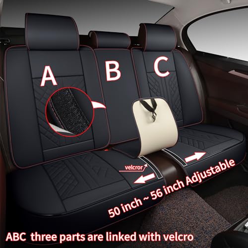 Image of GXT Bench Seat Cover, Premium Faux Leather Bench Seat Covers for Trucks - Universal Fit for Most Sedans SUV Pick-up Truck, Durable for Long Lasting Protection(Black with Red Strip)