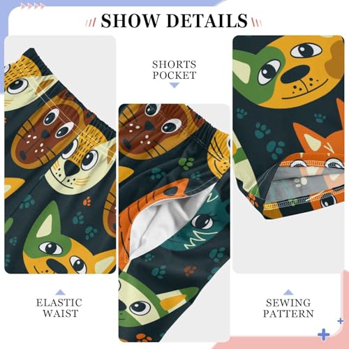 Cats Faces Hand Drawn Boys Pants for Kids Jogger Pants with Pockets S-XL4