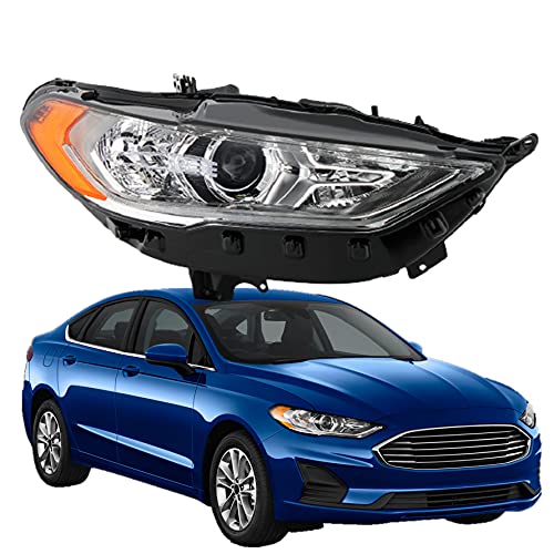 munirater Passenger Side Halogen Projector Headlight Headlamp Assembly w/ LED DRL Amber Corner Replacement for 2017-2019 Fusion FO2503350
