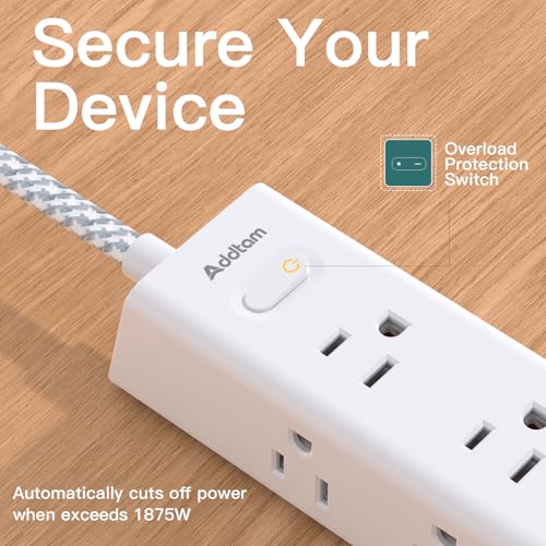 Image of Surge Protector Power Strip - 15 FT Extension Cord, Furniture Power Distribution Unit with 12 AC Outlets 4 USB, Flat Plug Wall Mount Overload Protection, 1050J, Desk Charging Station for Home Office