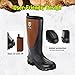 TIDEWE Rubber Boots for Men Multi-Season, Waterproof Rain Boots with Steel Shank, 6mm Neoprene Sturdy Rubber Outdoor Hunting Boots Size 11 (Brown)