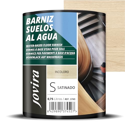 JOVIRA PINTURAS Barniz Suelos al Agua, protege todo tipo de suelos de madera en interior. (750 Mililitros, Satinado)