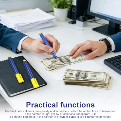 DIYCUT 10 Stück Geldscheinprüfer Stift, Geldprüfer Stift, Falschgeld Prüfer, Flexibel und Tragba, für Echtheitsprüfung von Banknoten (Blauer Stiftkörper)