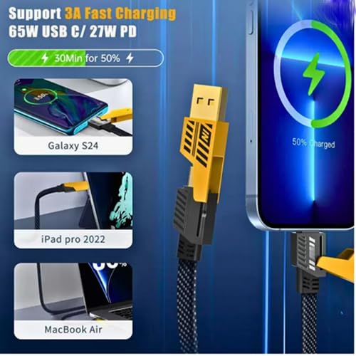 Image of 4 in 1 Braided Fast Charging Cable 65W |Nylon Braided Charger Cable | USB-Lightning,USB-C,C-to-C & Lightning-to-C |Multi Charging Cable Compatible with iPhone,iPads,Tablets,MacBooks & Android Devices