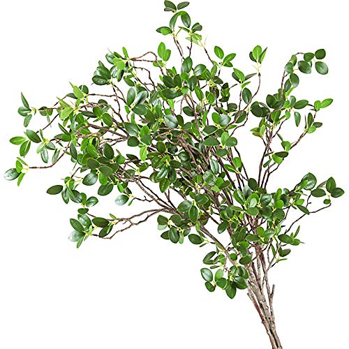 Ollain 43' Artificial Greenery Stems Plants Faux Leaf Green Eucalytus Branches Ficus Twig Fern Fake...