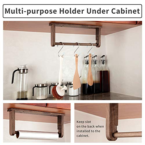 Wood-Paper-Towel-Holder-Under-Cabinet-Kitchen-Handmade - Wall Mounted/Adhesive No Drill Sturdy Roll Hanging Organizer, Horizontal Papertowel Dispenser Easytear, Handcraft Decor Gift Real Woodwork Home #TOP4