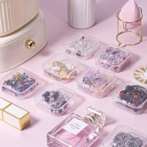 Image of squishy 15 Pcs Jewellery Organisers Box, Transparent Jewelry Storage Box, Earring Organizer Box for Women, Travel Jewelry Case for Rings, Beads, Small Parts, Dust-Proof Design