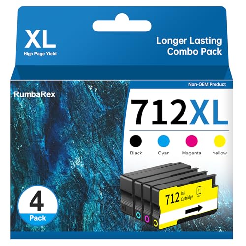 Image of 712 712XL Ink Cartridges Combo Pack Replacement for HP DesignJet 712 | Compatible for DesignJet T210 T230 T250 T630 T650 Printer Ink High-Yield 4-Color (80-ml Black + 29-ml Cyan /Magenta /Yellow)
