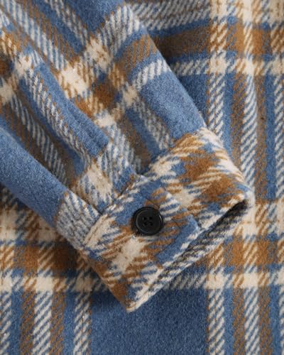 Image of ZAFUL Unisex Plaid Flannel Shirt Jacket Button Down Long Sleeve Pocket Coat Outwear | Mens Fall Clothes Lightweight Long Sleeve Button Down Flap Pocket Jacket Tops for Fall&Winter 2026