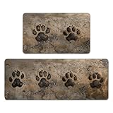 YWZDS Dog Paw Kitchen Rugs Set of 2, Farmhouse Kitchen Mats with Rubber Backing Non Skid Washable, Pet Lover Gifts (17' x 29 + 17' x 47')